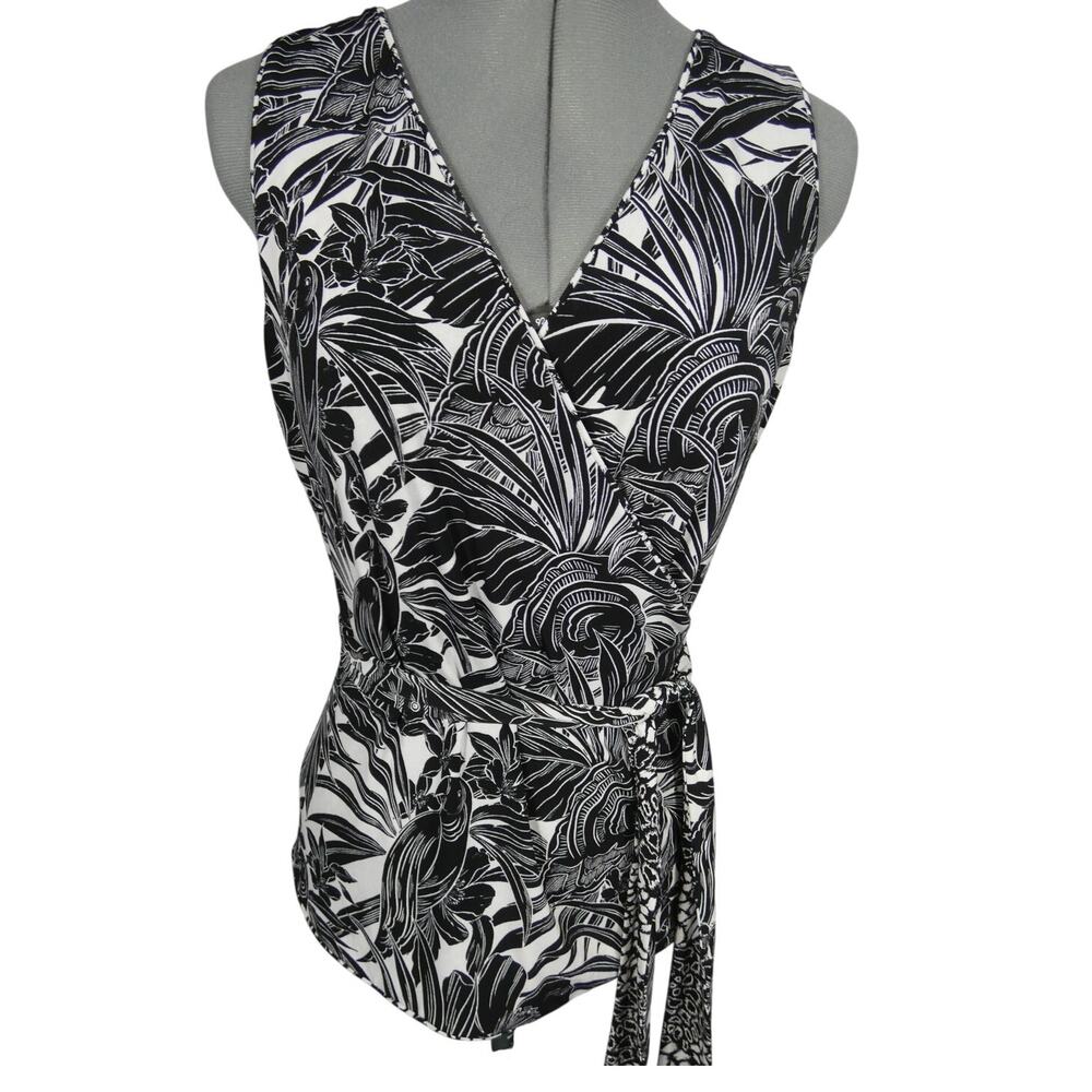 White House Black Market Small Sleeveless Wrap Reversible Blouse V-Neck Tie